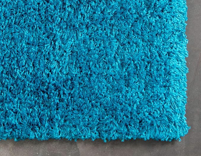 Unique Loom Solid Shag Collection Area Rug (8' x 11' Rectangle, Turquoise)