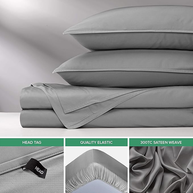 Pure Bamboo Twin XL Sheets, Genuine 100% Organic Viscose Derived from Bamboo Bed Sheet Set, Luxuriously Soft & Cooling, Double Stitching, 2 Year Quality Promise (Twin XL, Stone Grey)