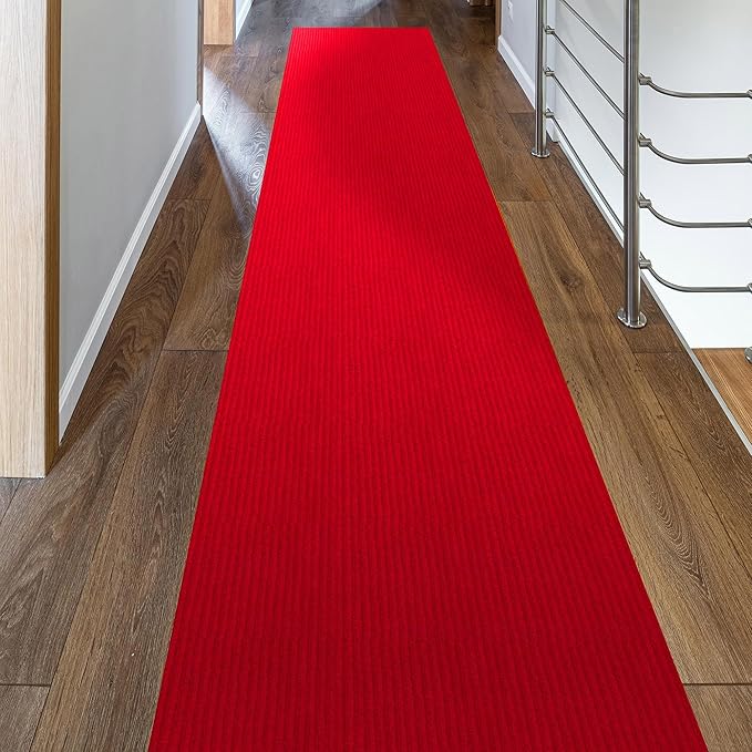 Ottomanson 2'7" x 31' Hallway Runner with Scraper Pile Extra Durable Non-Slip Rug Mat for Indoor & Outdoor Use - Ideal for Kitchen, Entryway, Patio & Garage - High-Traffic Carpet, Red