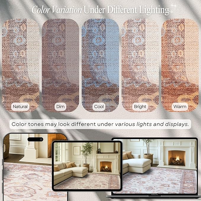 Fame Rugs Brown Modern Oushak Rug 2'6"x7', Washable Vintage Turkish Colorful Oriental Antique Inspired Foldable Small Runner Rugs, Luxury Living Room Bedroom (383BB, 2'6" x 7')