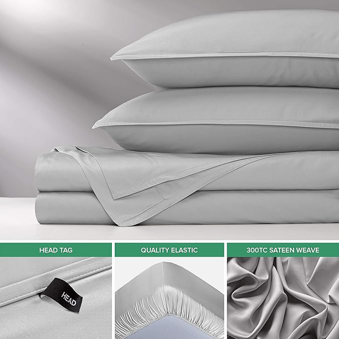 Pure Bamboo Twin XL Sheets, Genuine 100% Organic Viscose Derived from Bamboo Bed Sheet Set, Luxuriously Soft & Cooling, Double Stitching, 2 Year Quality Promise (Twin XL, Silver Pearl)
