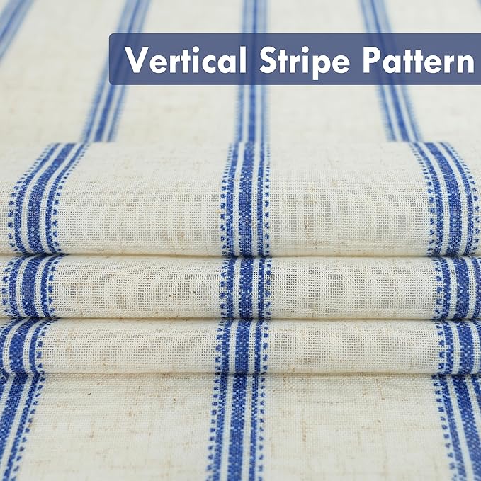 DriftAway Farmhouse Vertical Striped Linen Blend Textured Light Filtering Semi Sheer Curtains for Living Room Bedroom 72 Inches Long Drapes 2 Panels