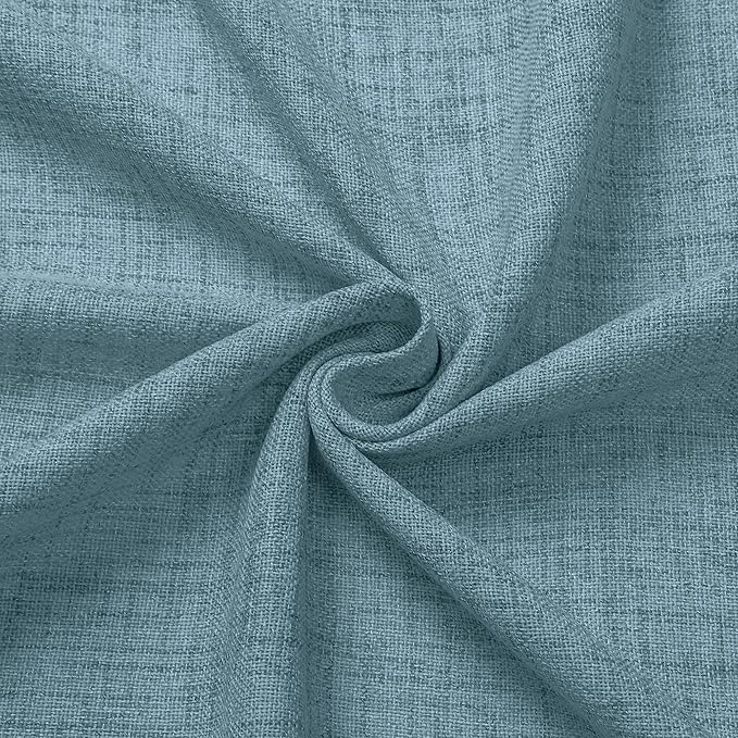 Tollpiz Linen Curtains Bedroom Rod Pocket Semi Sheer Curtain Burlap Light Filtering Thick Linen Drapes for Living Room, 54 x 84 inches Long, Dusty Blue, Set of 2 Panels