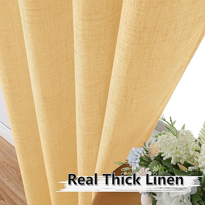 Tollpiz Short Linen Tier Curtains Rod Pocket Semi Sheer Half Kitchen Curtain Burlap Light Filtering Thick Linen Drapes for Bathroom, 30 x 24 inches Long, Beige, Set of 2 Panels
