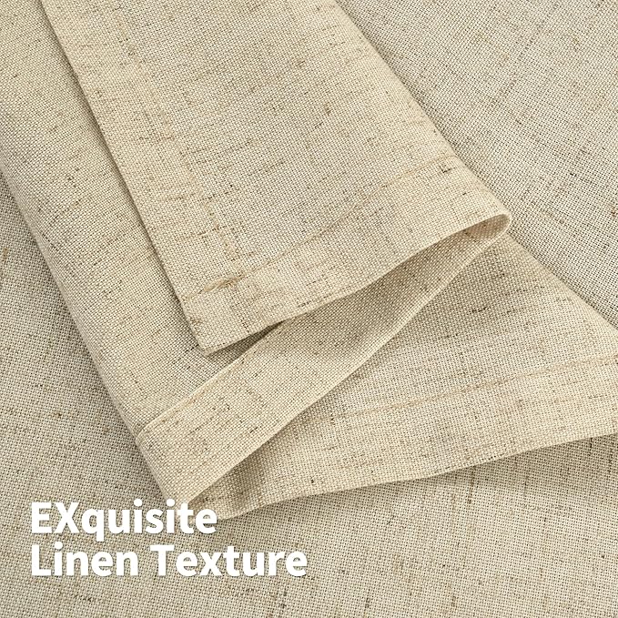 YoungsTex Burlap Linen Curtains with Grommet 84 Inch Length for Living Room, Natural Tan Light Filtering Drapes Privacy Semi Sheer for Farmhouse Bedroom, 2 Panels, 52 X 84 Inch