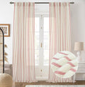 DriftAway Farmhouse Vertical Striped Linen Blend Textured Light Filtering Semi Sheer Curtains for Living Room Bedroom 96 Inches Long Drapes 2 Panels Linen Red
