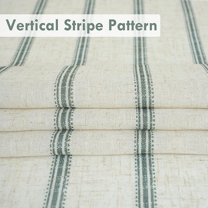 DriftAway Farmhouse Vertical Striped Linen Blend Textured Light Filtering Semi Sheer Curtains for Living Room Bedroom 63 Inches Long Drapes 2 Panels