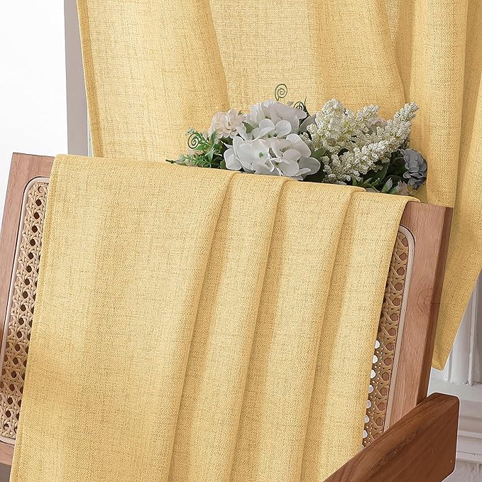 Tollpiz Linen Tier Curtains Rod Pocket Semi Sheer Short Kitchen Curtain Half Burlap Light Filtering Thick Linen Drape for Bathroom, 30 x 30 inches Long, Beige, Set of 2 Panels