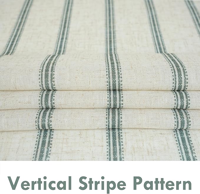 DriftAway Farmhouse Vertical Striped Linen Blend Textured Light Filtering Semi Sheer Curtains for Living Room Bedroom 96 Inches Long Drapes 2 Panels