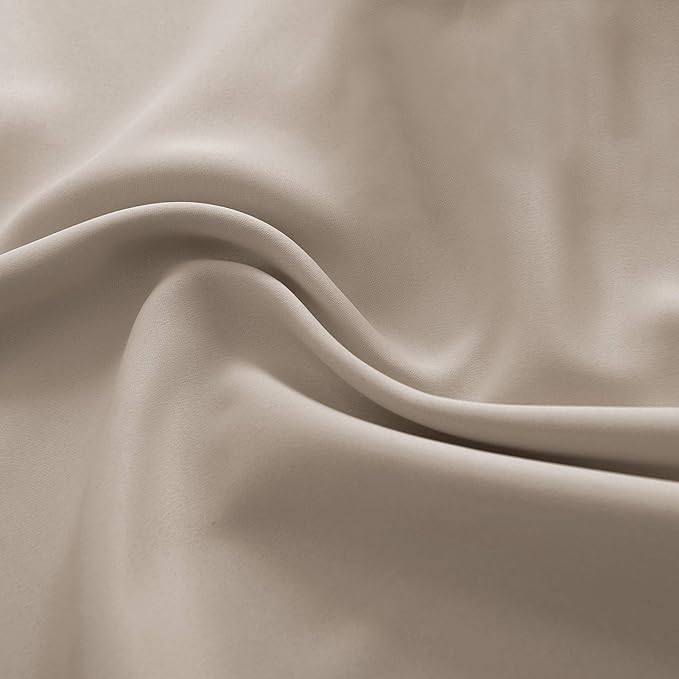 DONREN Warm Taupe Window Treatment Thermal Insulated Rod Pocket Blackout Curtains/Drapes for Bedroom(Rose Tan,Set of 2 Panels,42 by 84 Inch Length)