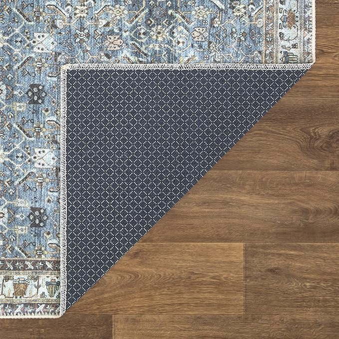 Bloom Rugs Washable Non-Slip 9' x 12' Rug - Blue/Beige Traditional Area Rug for Living Room, Bedroom, Dining Room, and Kitchen - Exact Size: 9' x 12'