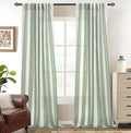 DriftAway Farmhouse Vertical Striped Linen Blend Textured Light Filtering Semi Sheer Curtains for Living Room Bedroom 96 Inches Long Drapes 2 Panels Broad Striped Linen Loden Green