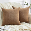 GAWAMAY Decorative Square Throw Pillow Covers 20"x20" Inch Set of 2, Super Soft Chenille Pillows Farmhouse Fall Pillowcase for Living Room Bedroom Sofa Couch Cushion Cover Brown 50x50cm (No Inserts)