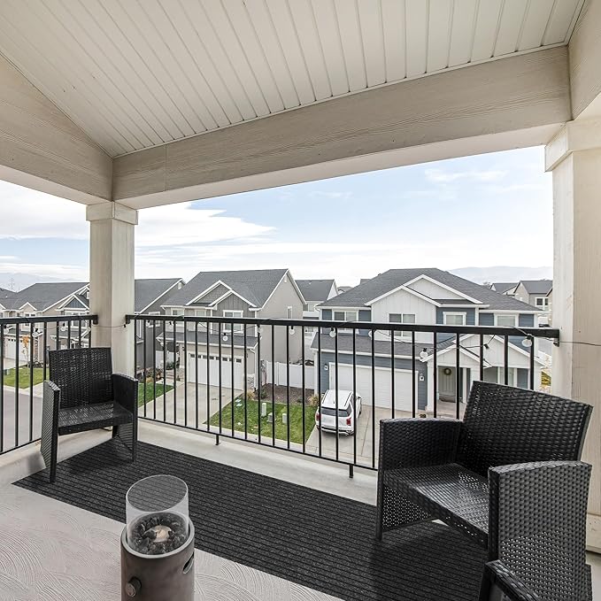 Ottomanson 2' x 44' Hallway Runner with Scraper Pile Extra Durable Non-Slip Rug Mat for Indoor & Outdoor Use - Ideal for Kitchen, Entryway, Patio & Garage - High-Traffic Carpet, Black