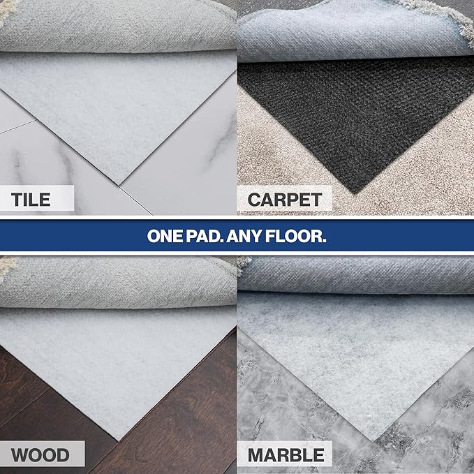 2'6 x 16' Non-Slip Rug Pad, Reversible Gripper, Non Skid Pads for Hardwood, Vinyl, Tile, Laminate Floors, Keep Area Rugs Secure, Natural Materials Safe for Indoor Flooring, ¼” Thick