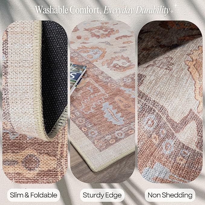 Fame Rugs Brown Modern Oushak Rug 10x13, Vintage Turkish Colorful Oriental Washable Antique Inspired Oversize Area Rugs, Luxury Living Room Bedroom (383BB, 10' x 13')