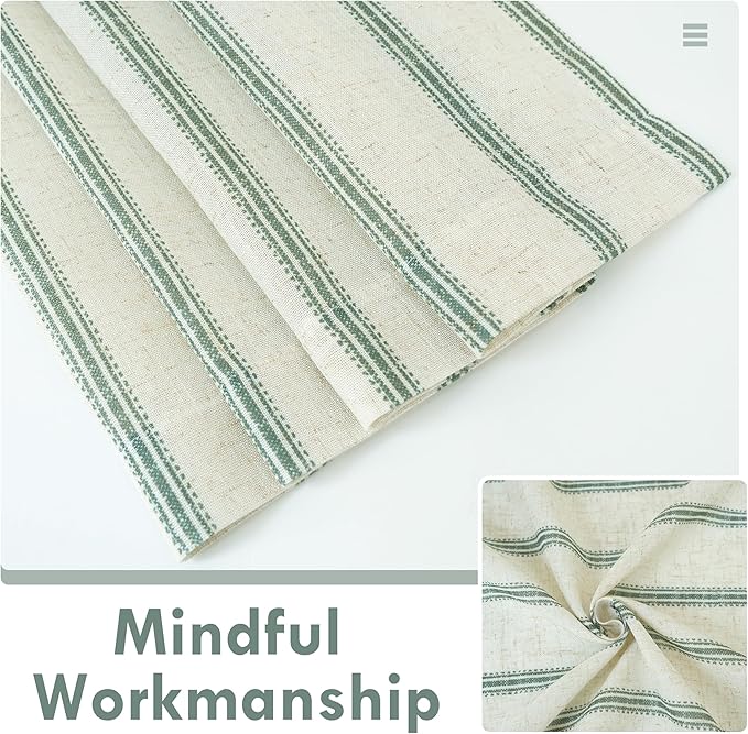 DriftAway Farmhouse Vertical Striped Linen Blend Textured Light Filtering Semi Sheer Curtains for Living Room Bedroom 63 Inches Long Drapes 2 Panels