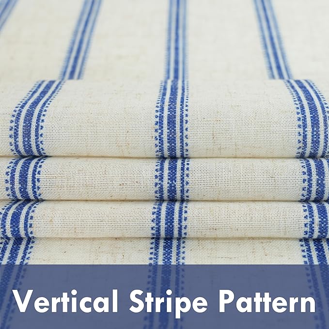 DriftAway Farmhouse Vertical Striped Linen Blend Textured Light Filtering Semi Sheer Curtains for Living Room Bedroom 63 Inches Long Drapes 2 Panels