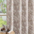 FMFUNCTEX Rust Brown Floral Jacquard Blackout Curtains 84 Inches Long for Bedroom, Scroll Flower Chenille Farmhouse Curtains for Living Room Darkening Thermal Insulated Grommet Window Drapes 2 Panels