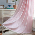 Sutuo Home Boho Curtains for Bedroom Living Room Nursery Kitchen, Light Filtering Country Farmhouse Vintage Chic Tassels Hollow Window Treatment Bohemian Drape, 1 Panel 52" W x 63" L, Pink