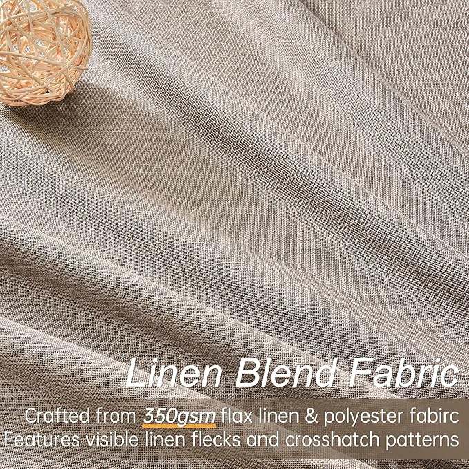 Topfinel 102 Inches Long Custom Blackout Linen Curtains, Pinch Pleated Noise Cancelling Curtains with Pin Hooks for Traverse Rods, Earth Tone Viral Drapes 2 Panels for Living Room Master Bedroom