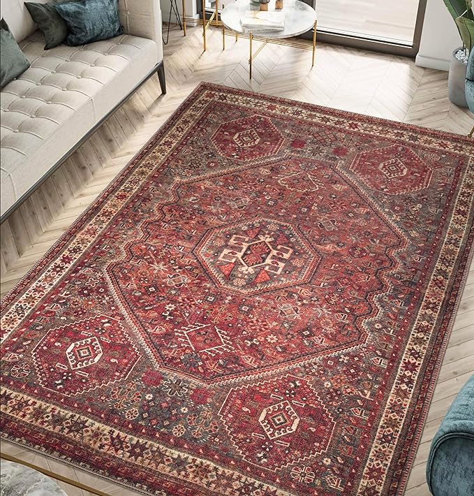 Keen Home Design 3x5 Rug - Machine Washable Entry Rug with Non-Slip Backing, Ideal for Enteryway, Kitchen, Bathroom, Laundry Room - Vintage, Easy Clean, Durable, Low Pile Rug - (3' x 5')