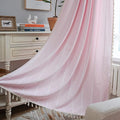 Sutuo Home Boho Curtain for Bedroom 84 Inch Length, Light Filtering Farmhouse Shabby Chic Tassels Window Treatment Bohemian Embroidery Drape, Rod Pocket 1 Panel 52" W x 84" L, Pink