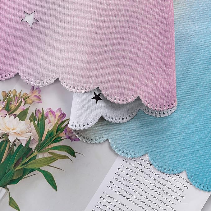 XiDi Curtains for Bedroom Decor, Rainbow Pink Purple/42/63