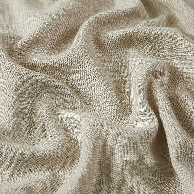 Vision Home Sand Linen Full Blackout Curtains for Bedroom Living Room Darkening Soundproof Window Curtains 63 inch Thermal Insulated Rod Pocket Back Tab Rustic Drapes 2 Panels 56" Wx63 L