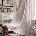 Sutuo Home Boho Curtains for Bedroom 96 Inches Long, Light Filtering Farmhouse Vintage Shabby Chic Tassels Window Treatment Bohemian Embroidery Drape, Rod Pocket 1 Panel 52" W x 96" L, Taupe