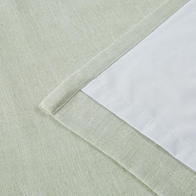 Vision Home Green Linen Full Blackout Curtains 84 inch Length for Bedroom Living Room Darkening Soundproof Window Panels Thermal Insulated Rod Pocket Back Tab Farmhouse Drapes 56" Wx84 Lx2