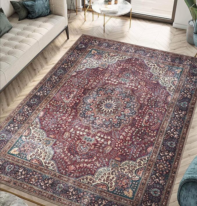 Keen Home Design 3x5 Rug - Machine Washable Entry Rug with Non-Slip Backing, Ideal for Enteryway, Kitchen, Bathroom, Laundry Room - Vintage, Easy Clean, Durable, Low Pile Rug - (3' x 5')