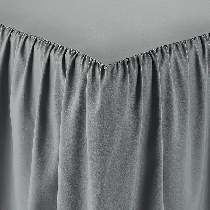 Amazon Basics Lightweight Ruffled Bed Skirt, Classic Style, Soft and Stylish 100% Microfiber with 16" Drop, Queen, Dark Grey, Solid (Pack of 8)