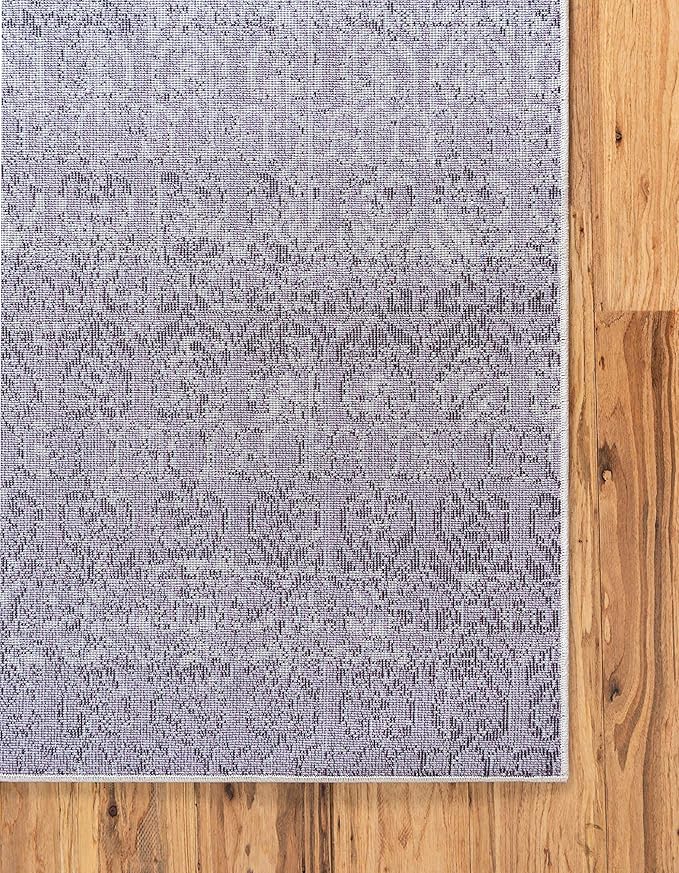 Unique Loom Del Mar Collection Area Rug - Jennifer (4' 1" x 6' 1" Rectangle, Purple/ Ivory)