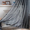 Sutuo Home Black Boho Curtains for Bedroom Living Room, Semi Blackout Linen Farmhouse Tassels Window Treatment Bohemian Embroidery Drape for Halloween Decor, Rod Pocket 1 Panel 52" W x 72" L